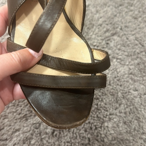 MANOLO BLAHNIK BROWN LEATHER SLINGBACK SANDALS - Picture 8 of 8